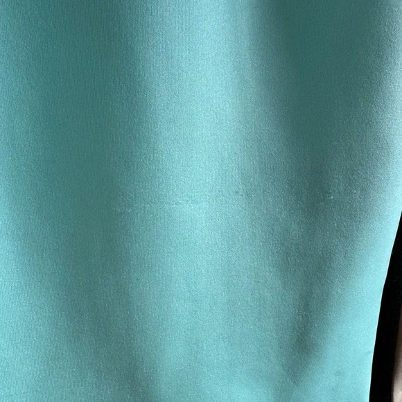 CALVIN KLEIN Scuba Colorblock Sleeveless Sheath Dress Tan Baby Blue Black Size 8 - Picture 10 of 11